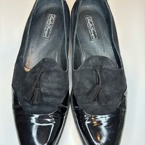 Emilio Franco Black Tassel Loafers with Suede and Patent Leather Men’s Size 11